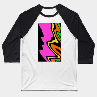 Abstract pattern in black, pink, orange, yellow and green. Flowing colors. Baseball T-Shirt